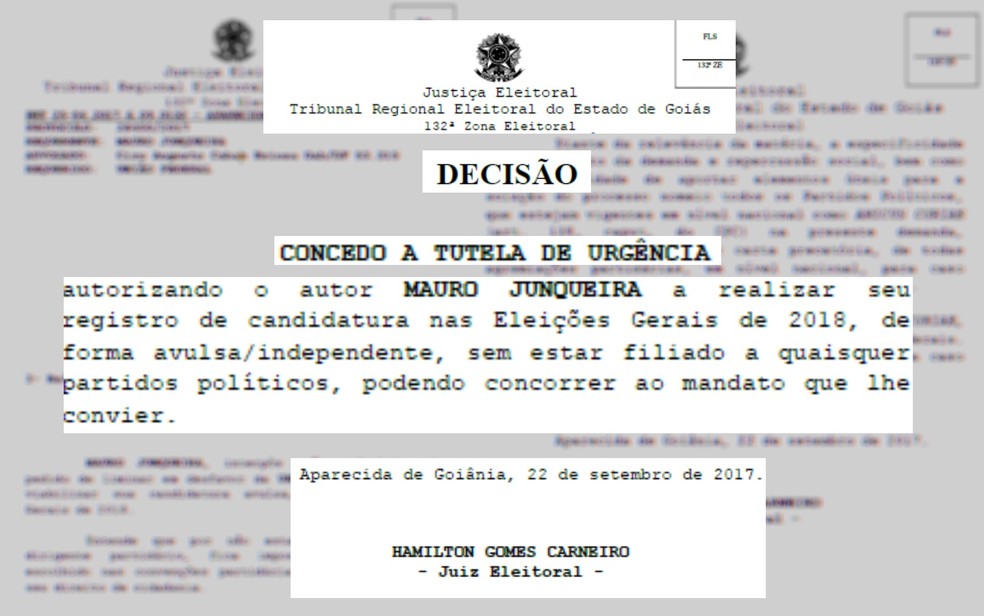 Juiz concedeu decisão em caráter de urgência, em Goiás (Foto: Reprodução/TRE)