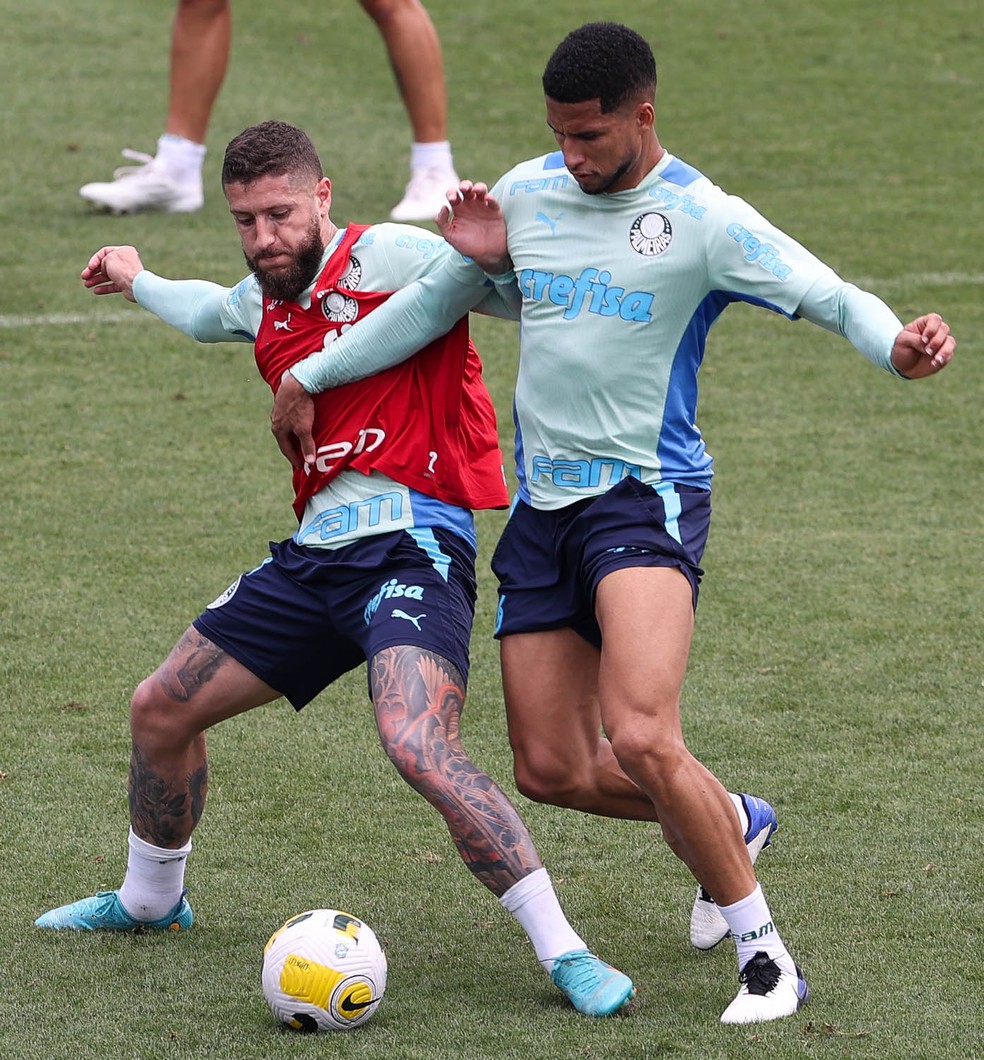 Zé Rafael e Murilo em treino do Palmeiras — Foto: Cesar Greco / Ag Palmeiras