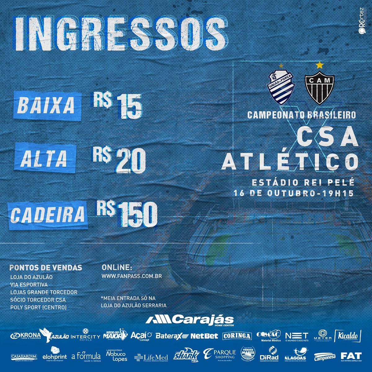 Ingressos para CSA x começam a ser vendidos; veja os preços