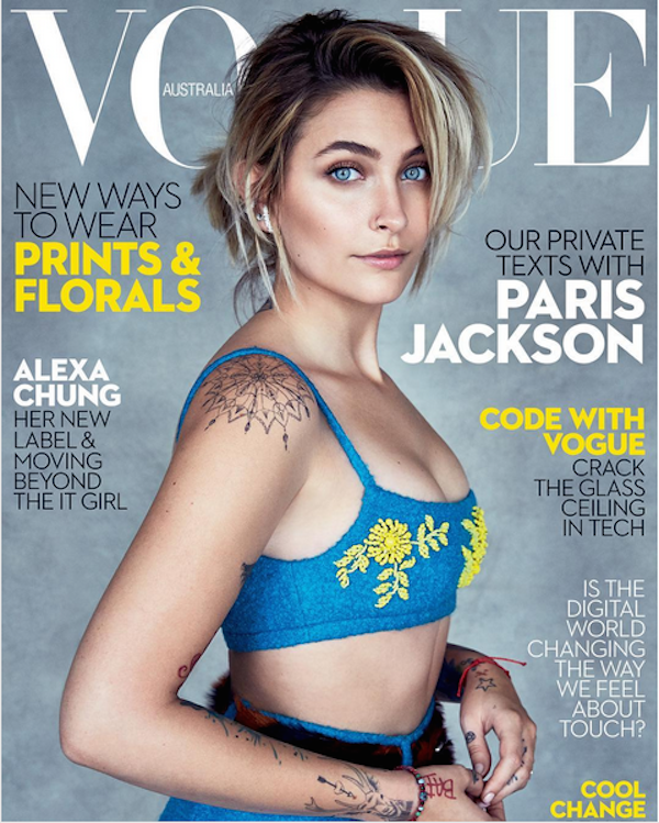 Paris Jackson na capa da revista Vogue Austrália (Foto: Instagram)