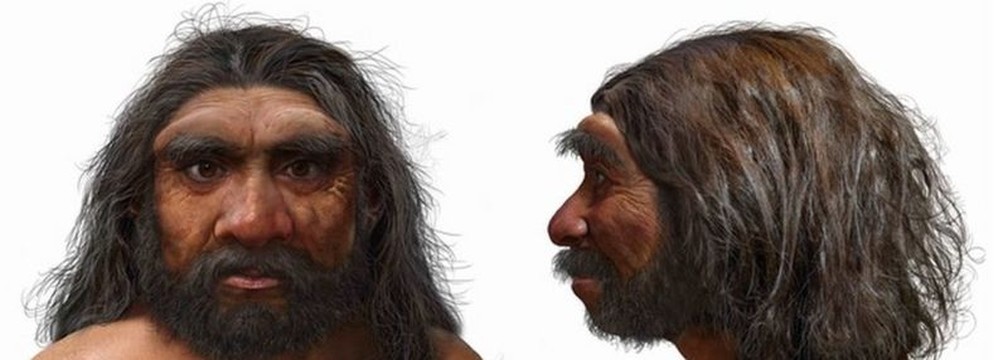 Simulação artística de como era o Homem Dragão: seu crânio sugere que era forte e robusto — Foto: Kai Geng/via BBC