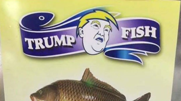 Logo do restaurante Trump Fish é uma caricatura do presidente norte americano. (Foto: Divulgação)