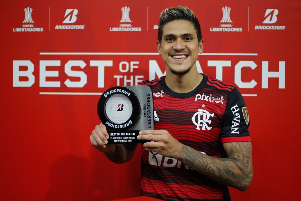 Pedro é eleito o melhor em campo na vitória do Flamengo sobre o Corinthians  — Foto: Gilvan de Souza/Flamengo