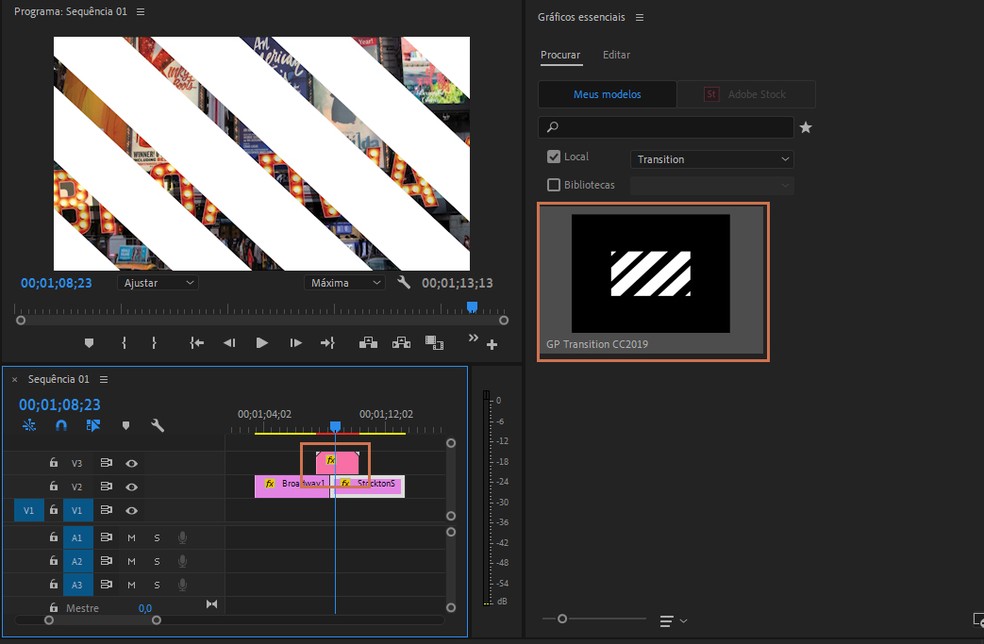 As transições também podem ser encontradas como preset MORGT para Adobe Premiere — Foto: Reprodução/Barbara Mannara