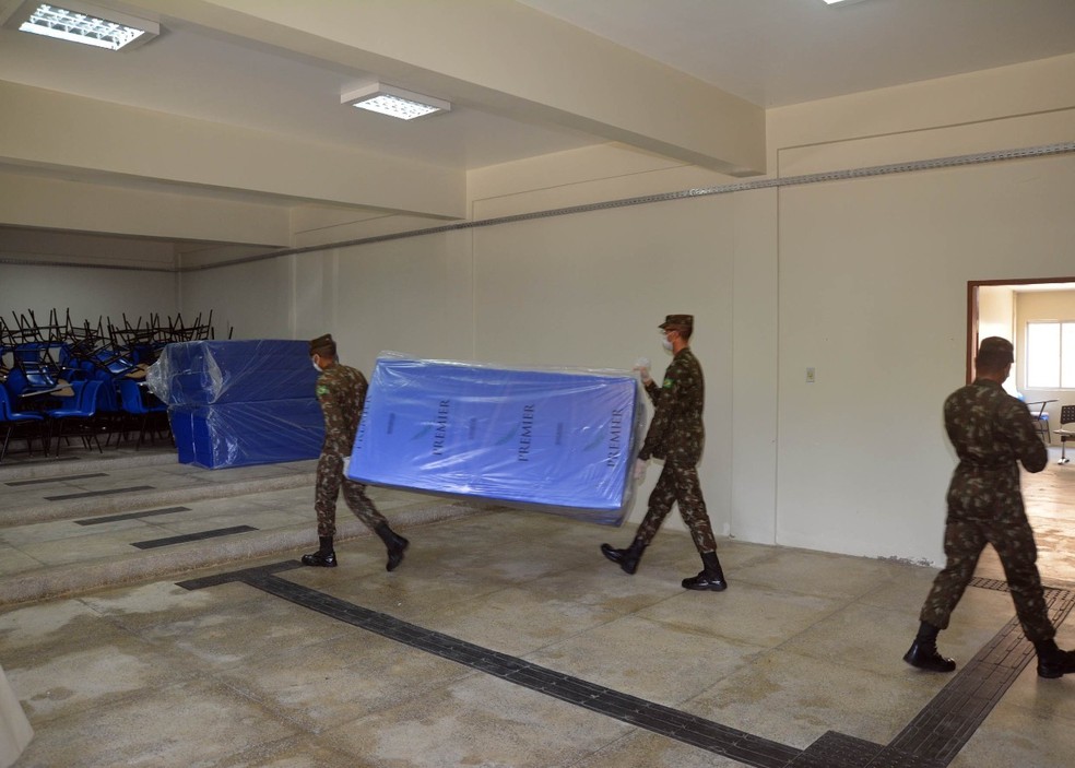 Exército tem atuado para construir leitos para hospital de Caicó — Foto: Divulgação