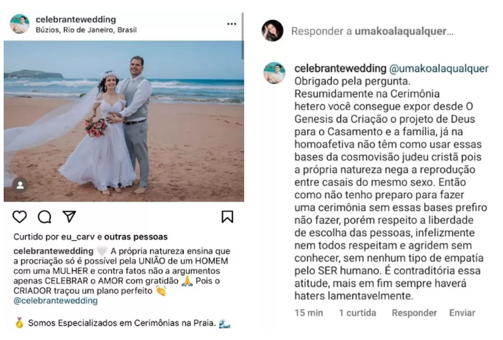 Montagem com print da publicação e de uma das respostas de Omar nos comentários — Foto: Reprodução/Instagram
