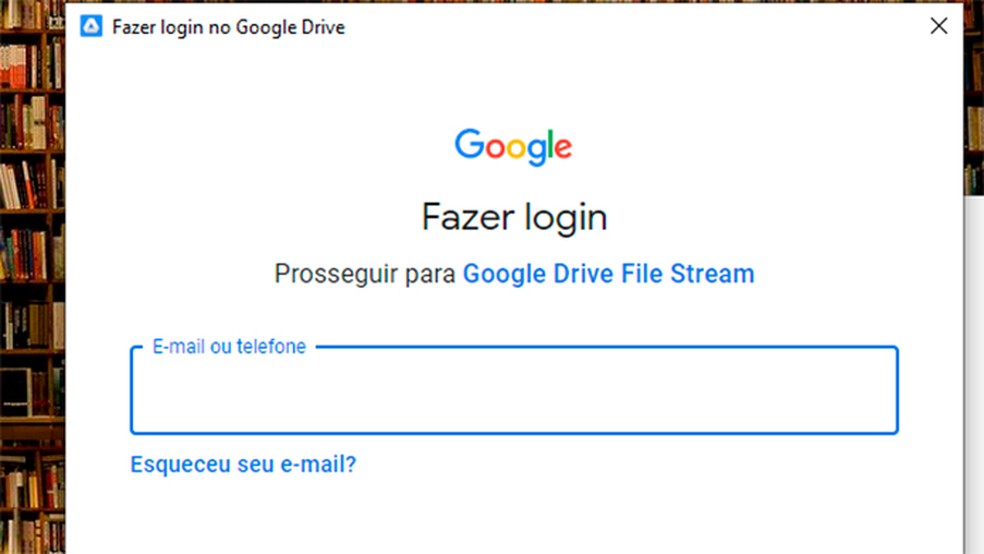 Usuários do G Suite podem usar o Google Drive File Stream com o e-mail vinculado ao serviço — Foto: Reprodução/Caroline Doms