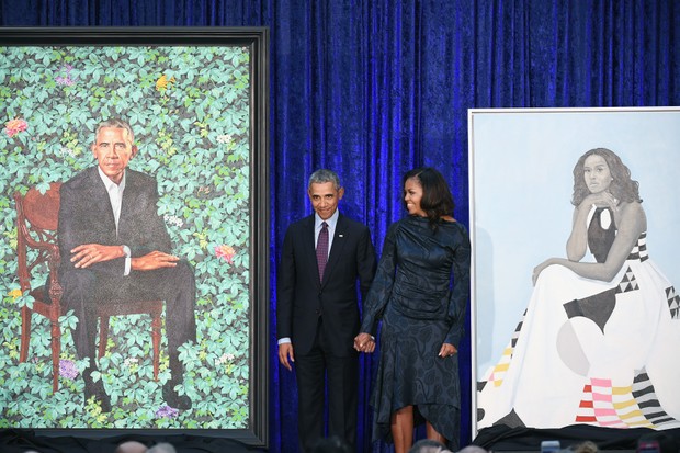 WASHINGTON, DC - FEBRUARY 12: Former President Barack Obama and former First Lady Michelle Obama have their portraits unveiled at the Smithsonian National Portrait Gallery on Monday February 12, 2018 in Washington, DC. The former President's portrait was  (Foto: The Washington Post via Getty Im)