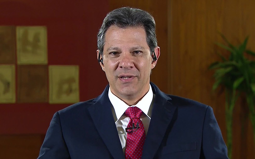 Haddad dá entrevista ao JN — Foto: Reprodução/TV Globo