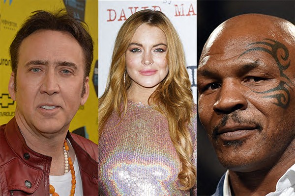 Nicolas Cage, Lindsay Lohan e Mike Tyspon (Foto: Getty Images)