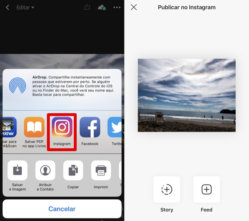 Publicando foto editada no Instagram — Foto: Reprodução/Helito Bijora