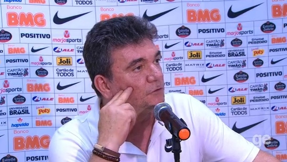 Andrés Sanchez em entrevista coletiva no Corinthians — Foto: Reprodução