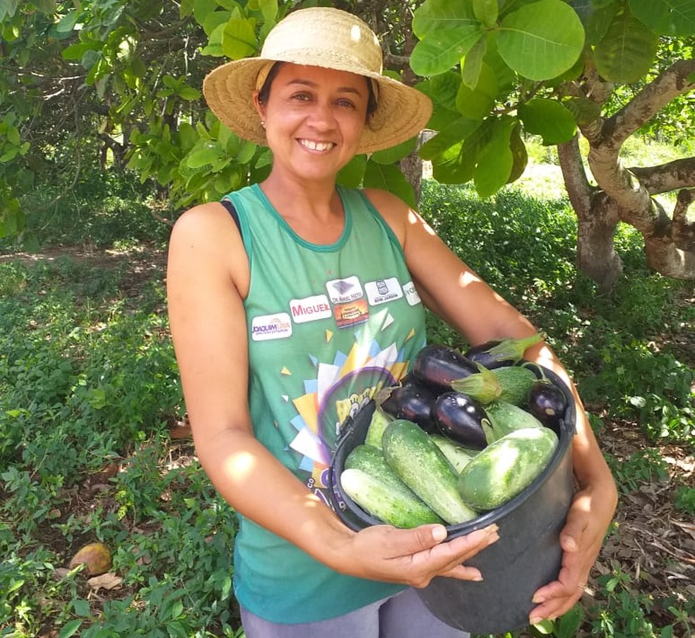 Agricultora Chirlene Barbosa trabalha há 18 anos com agroecologia em Bom Jardim, no Agreste de Pernambuco — Foto: Chirlene Barbosa/Arquivo Pessoal