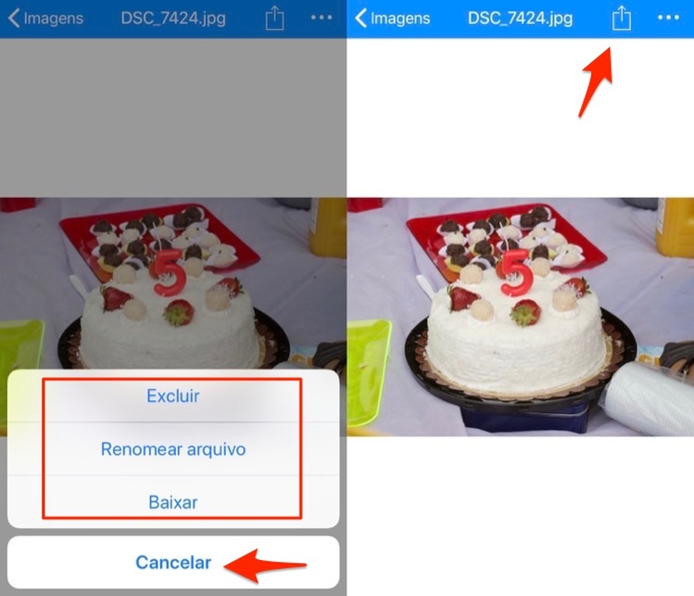 Ações para um arquivo armazenado no aplicativo do serviço online Amazon Drive — Foto: Reprodução/Marvin Costa