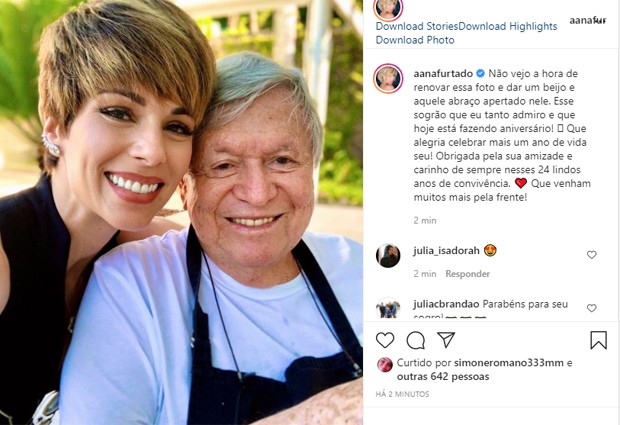 Ana Furtado parabeniza o sogro, Boni, pelos 85 anos (Foto: Reprodução/Instagram)