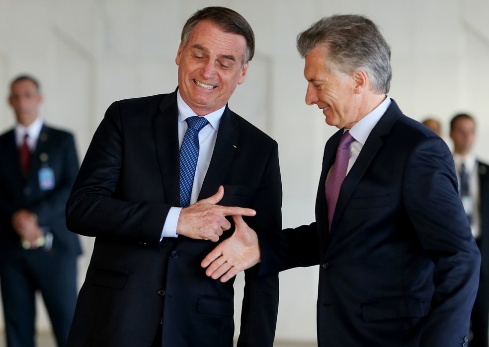 Presidente Jair Bolsonaro e presidente argentino, Maurício Macri. — Foto: ERNESTO RODRIGUES/ESTADÃO CONTEÚDO