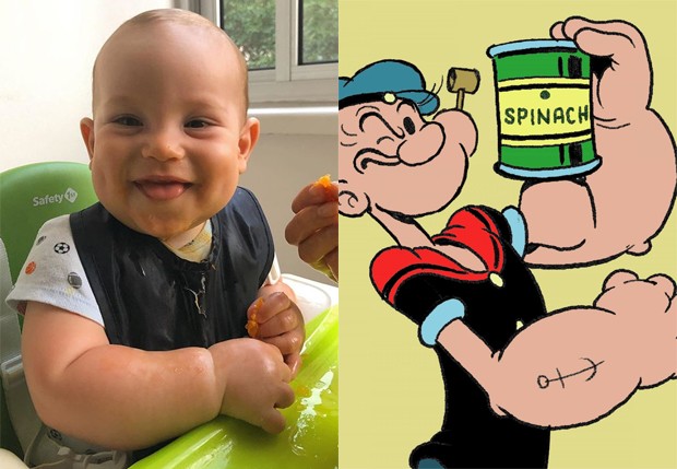Guilherme Winter compara o filho, Pedro Luna, com Popeye por causa dos braços gordinhos (Foto: Reprodução/Instagram e Divulgação)