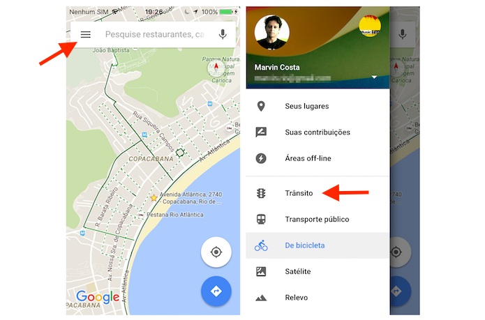 Acessando a visualização de trânsito do Google Maps no iPhone (Foto: Reprodução/Marvin Costa)