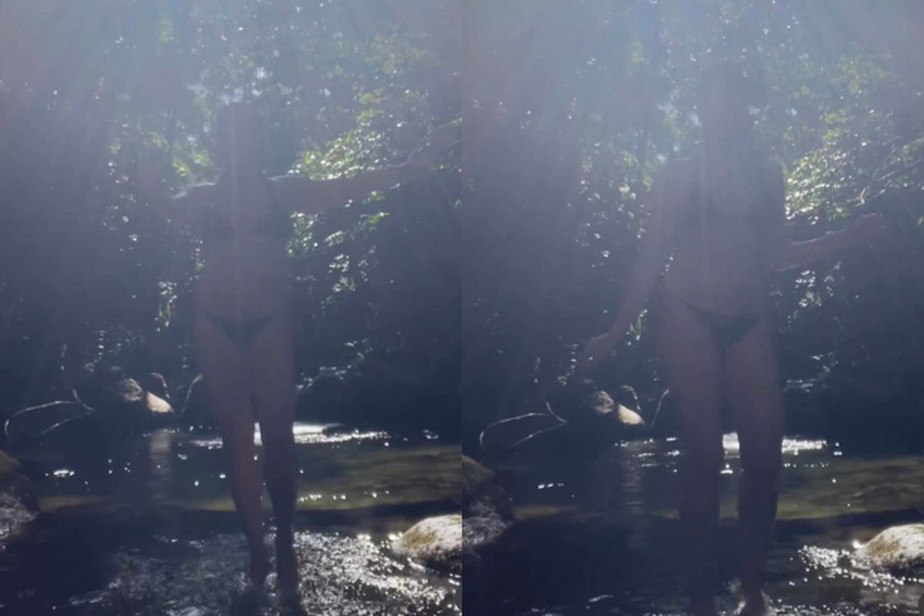 Leticia Spiller samba em cachoeira