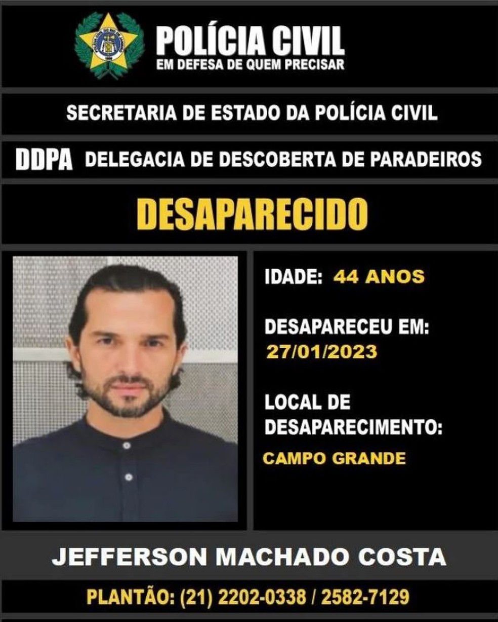 Cartaz de desaparecimento com uma foto de Jeff — Foto: Divulgação/Polícia Civil 