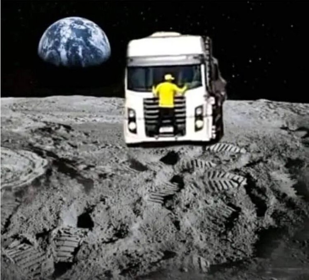 Bolsonarista chega de caminhão na lua — Foto: Reprodução
