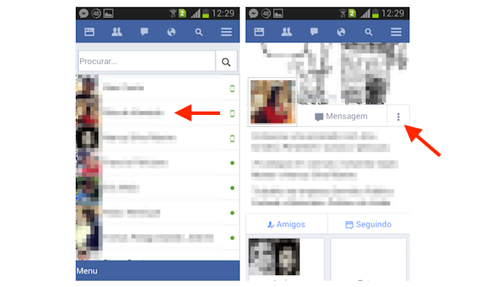 Acessando as opções para um perfil de amigo no Facebook Lite para Android (Foto: Reprodução/Marvin Costa)