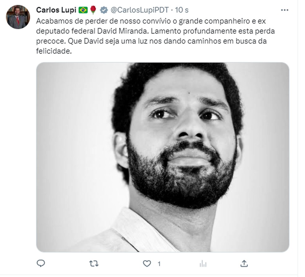 Post de Carlos Lupi, presidente do PDT — Foto: Reprodução/Twitter