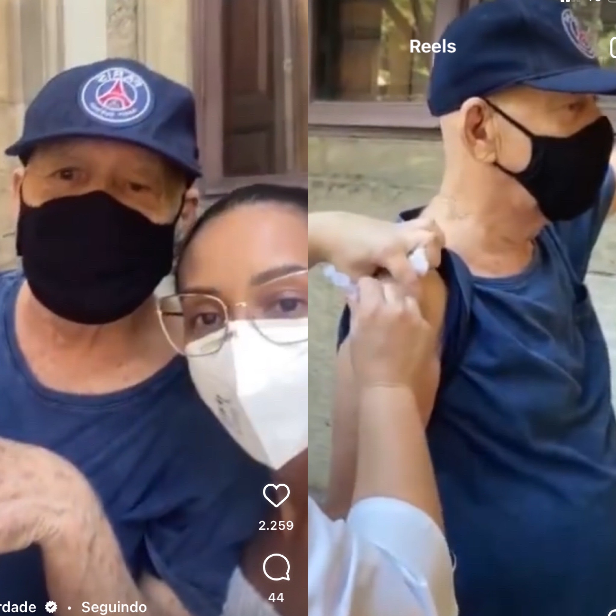 Taís Araujo mostra pai sendo vacinado (Foto: Instagram)