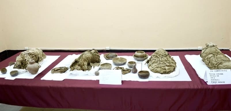 Restos mortais encontrados na cidade peruana de Cajamarquilla (Foto: Twitter/@UNMSM_/Reprodução)
