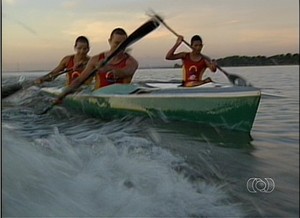 Canoístas representam o TO na Copa Brasil de Canoagem Oceânica em Brasília (DF) (Foto: Reprodução/TV Anhanguera)