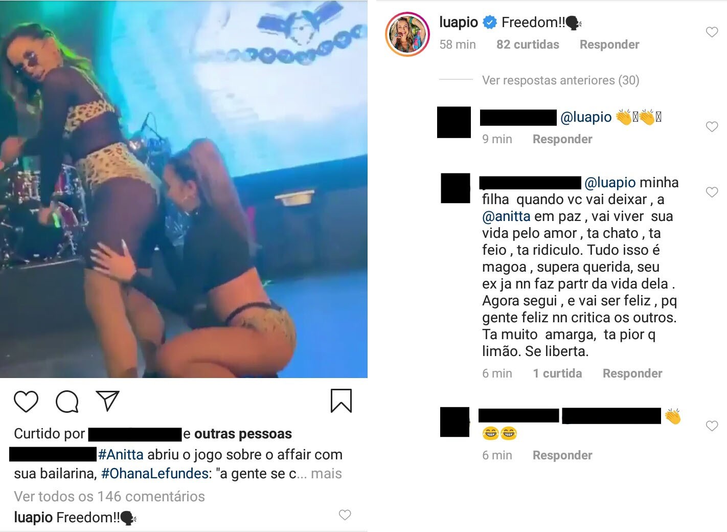 Luana Piovani comenta em post sobre Anitta (Foto: Instagram)