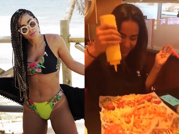 Tá podendo! Anitta postou foto de biquíni enquanto devorava fast food (Foto: Reprodução)