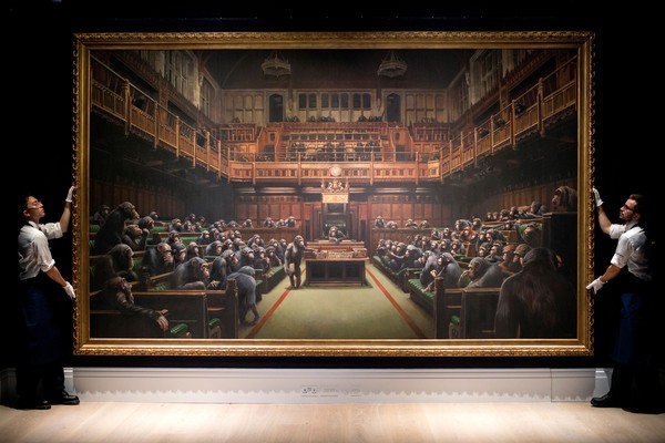 Quadro De Banksy E Leiloado Por Us 12 Milhoes Recorde Para O Artista Pop Arte G1