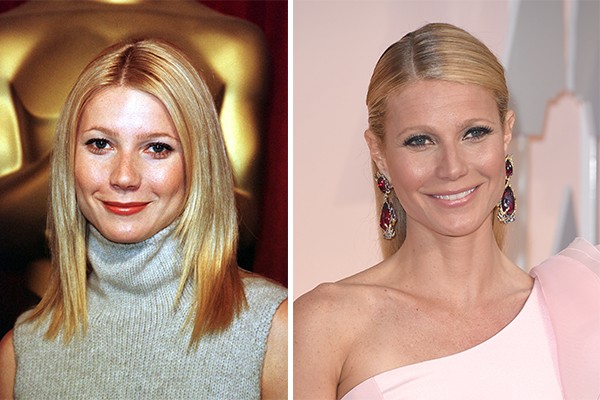 Gwyneth Paltrow ('Homem de Ferro') em 1999 e agora, em 2015, aos 42 anos (Foto: Getty Images)