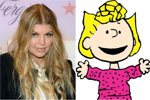 Fergie pode ter ficado famosa com sua voz como cantora, mas quando era criança dublou Sally, airmã de Charlie Brown em ‘Peanuts’, desenho com Snoopy (Foto: Getty Images e Divulgação)