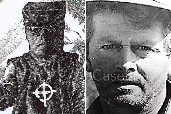 Representação do Assassino do Zodíaco e retrato de Gary Francis Poste (Foto: divulgação)