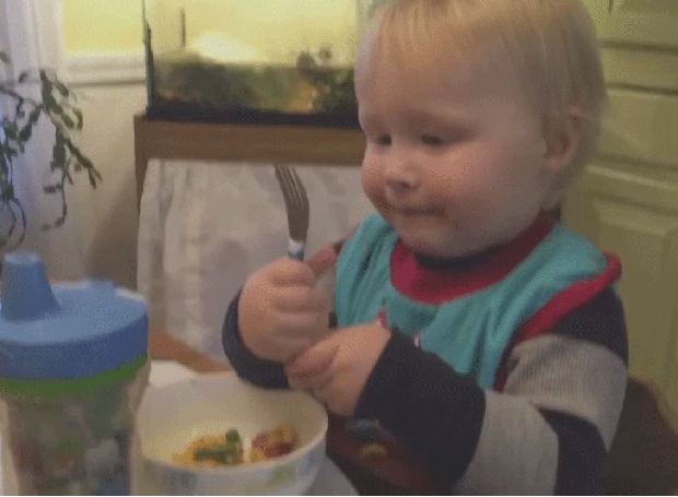 Vídeo de menino procurando o garfo viraliza na web (Foto: Reprodução / YouTube)