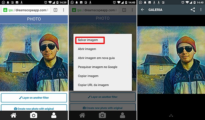 Dreamscope permite que usuário salve fotos na galeria do celular ou Windows (Foto: Reprodução/Elson de Souza)