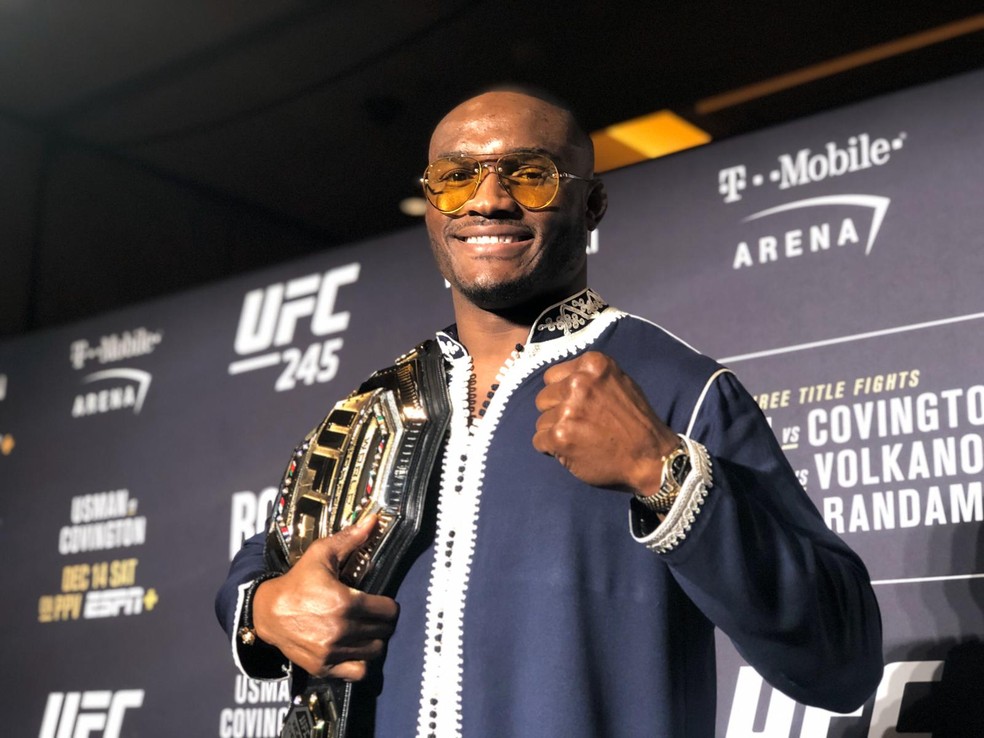 Kamaru Usman é o atual campeão peso-meio-médio do UFC — Foto: Evelyn Rodrigues