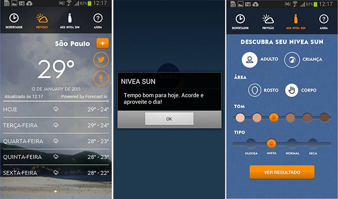 Nivia Sun ajuda usuário a descobrir a proteção ideal baseada na radiação UV (Foto: Divulgação/Play Store)