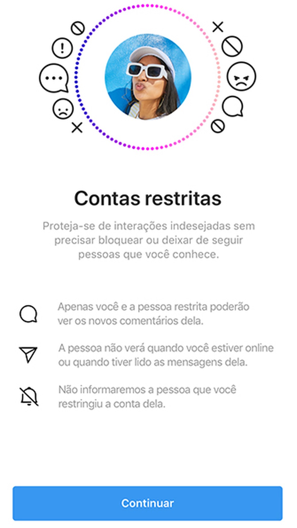 Conta restrita, ferramenta contra bullying no Instagram — Foto: Reprodução/Instagram 