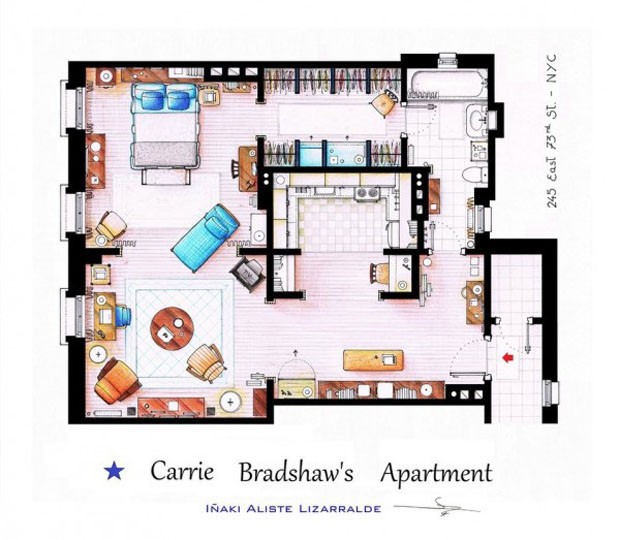 O apartamento de Carrie Bradshaw, da série Sex and the City (Foto: Nikneuk)