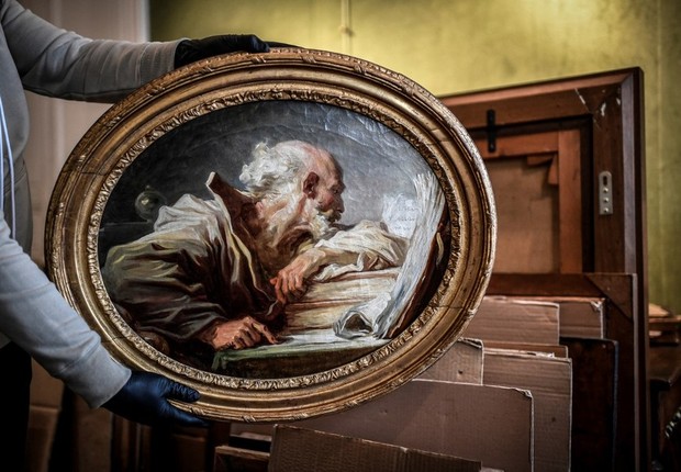 Quadro "Filósofo Lendo" do pintor francês Jean-Honore Fragonard (Foto: Stephane de Sakutin / AFP)