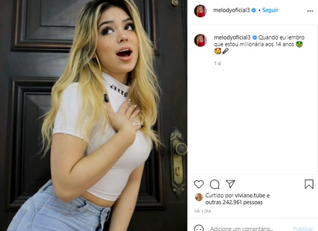 Melody diz que é milionária aos 14 anos de idade (Foto: Reprodução/Instagram)