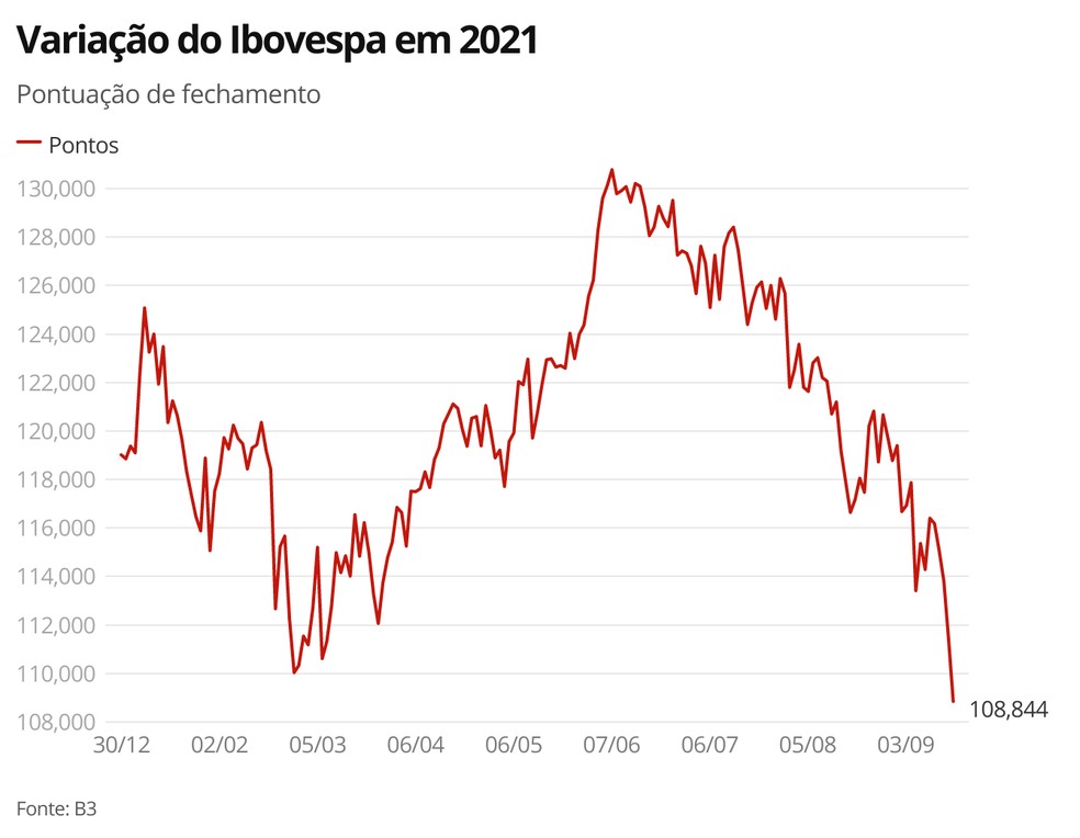Variação do Ibovespa em 2021 — Foto: G1 Economia