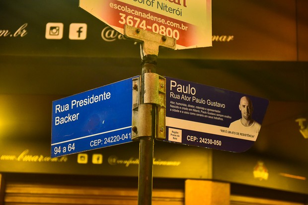 Prefeitura de Niterói começa a instalar placas da Rua Ator Paulo Gustavo (Foto: Marcello Sá Barretto/AgNews)