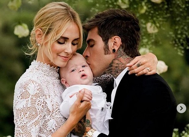 Fedez e Chiara Ferragni com o filho Leo, durante seu casamento (Foto: Reprodução Instagram)