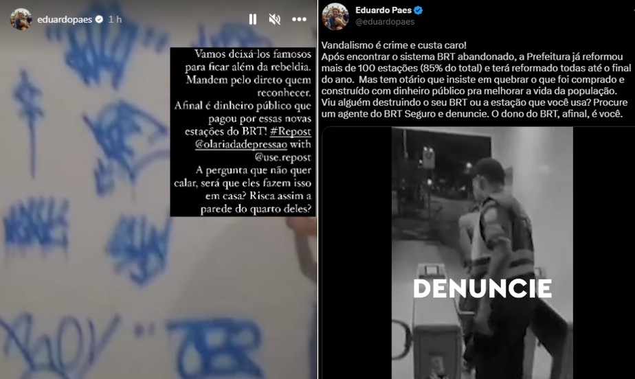 Eduardo Paes usa as redes sociais para denunciar vandalismo na cidade