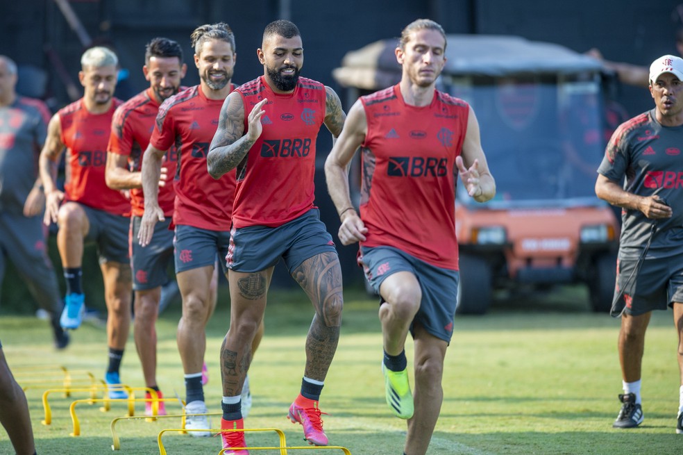 Treino físico do Flamengo durante a pré-temporada — Foto: Marcelo Cortes/Flamengo