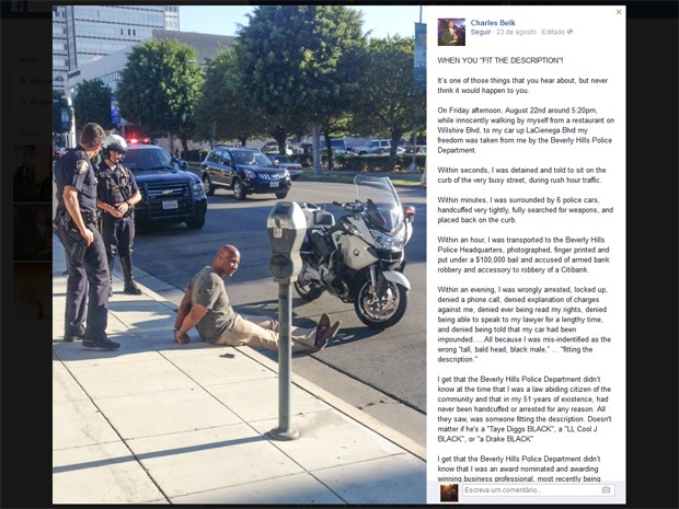 A polícia de Beverly Hills deteve o produtor americano Charles Belk (Foto: Reprodução/Facebook)